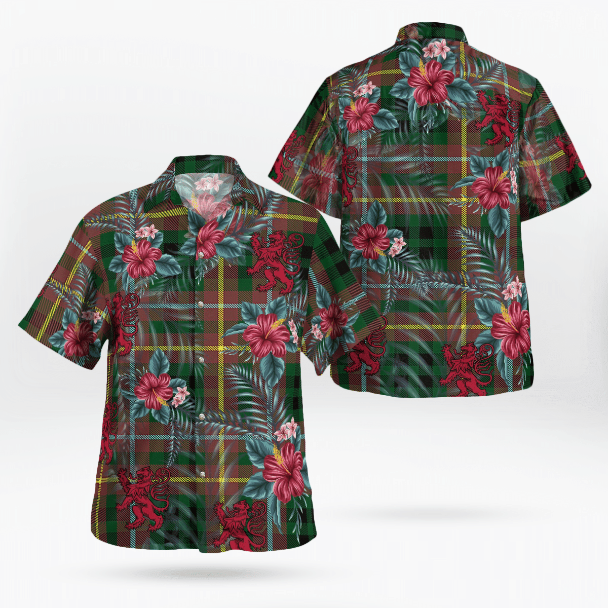 Clan Buchanan Hunting Tartan Scottish Lion Hawaiian Shirt JZ55 Buchanan Hunting Tartan Tartan Hawaii Shirt   