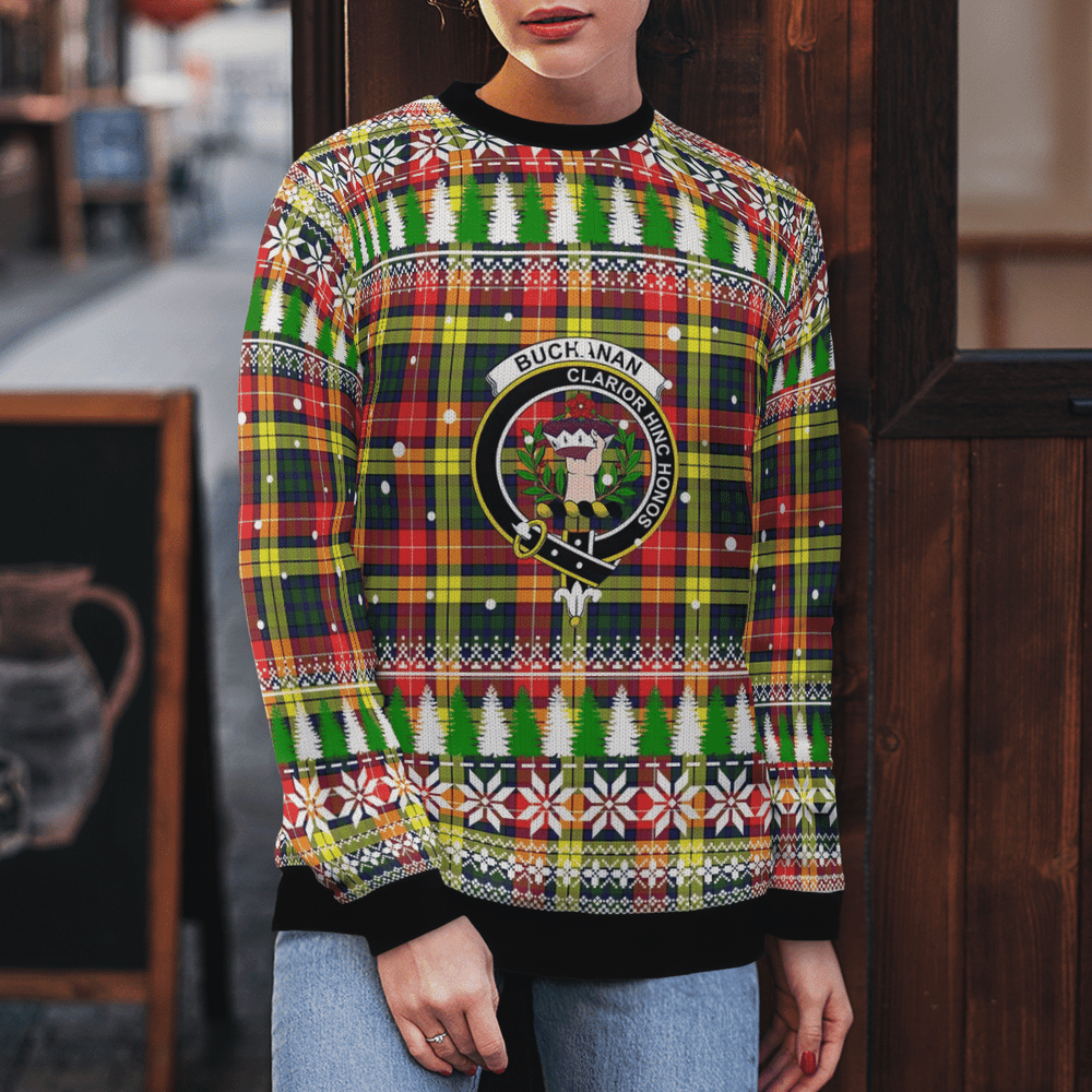 Clan Buchanan Modern Crest Tartan Christmas Ugly Sweater BV50 Buchanan Modern Crest Tartan Tartan Ugly Sweater   