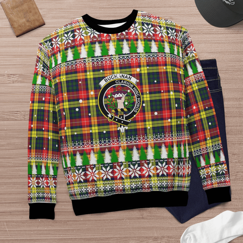 Clan Buchanan Modern Crest Tartan Christmas Ugly Sweater BV50 Buchanan Modern Crest Tartan Tartan Ugly Sweater   
