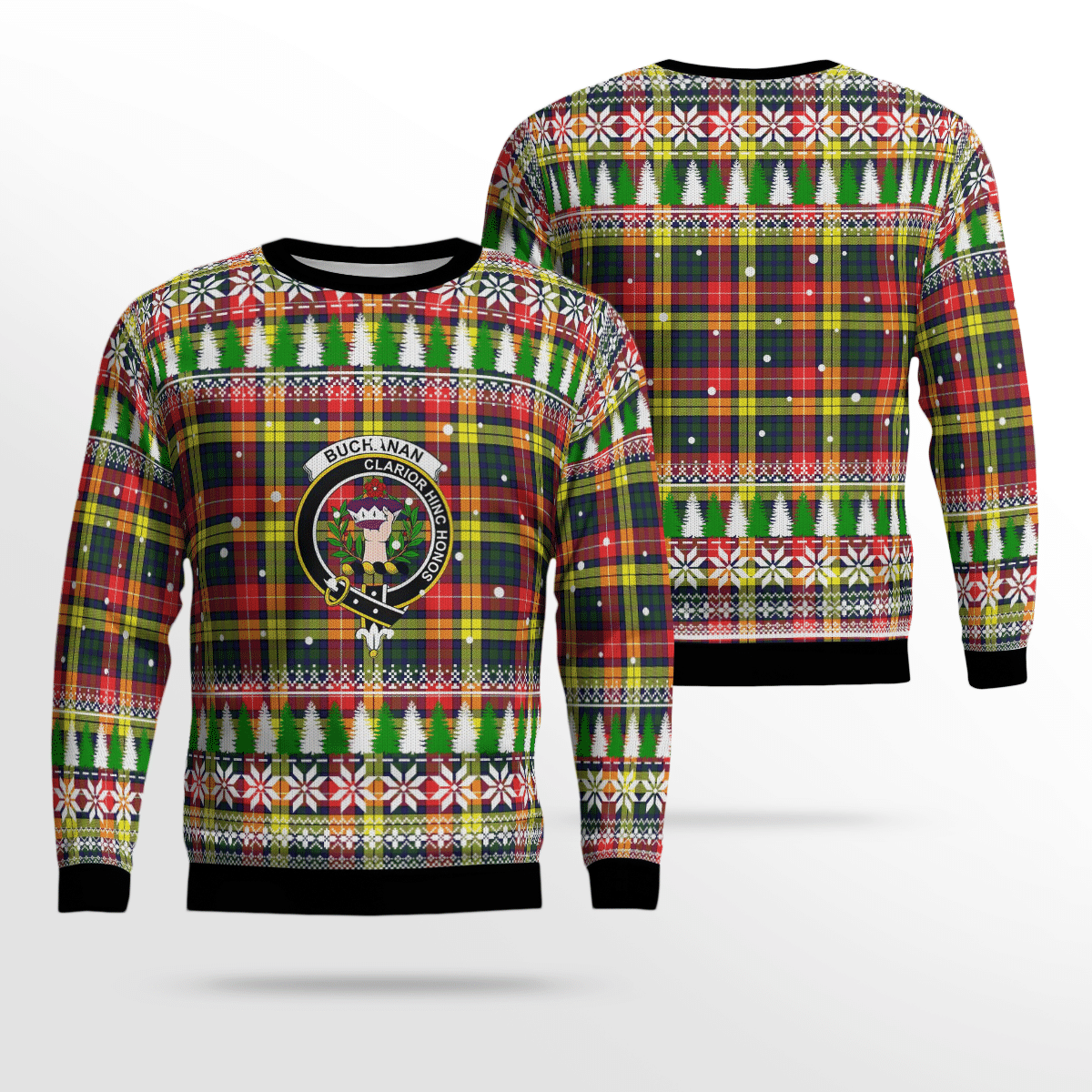 Clan Buchanan Modern Crest Tartan Christmas Ugly Sweater BV50 Buchanan Modern Crest Tartan Tartan Ugly Sweater   