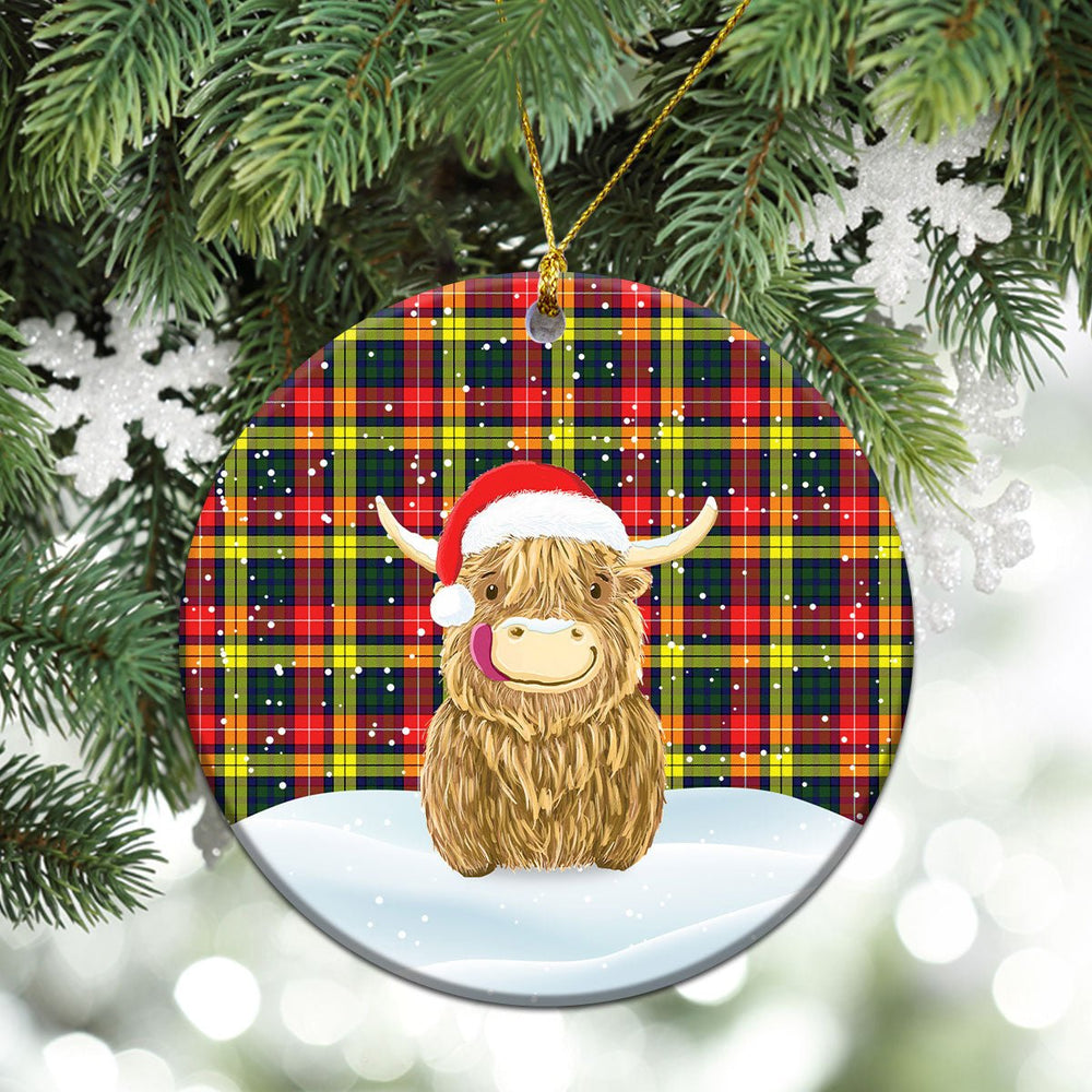 Clan Buchanan Modern Tartan Christmas Ceramic Ornament Highland Cows Style LU22 Buchanan Modern Tartan Tartan Ornament   