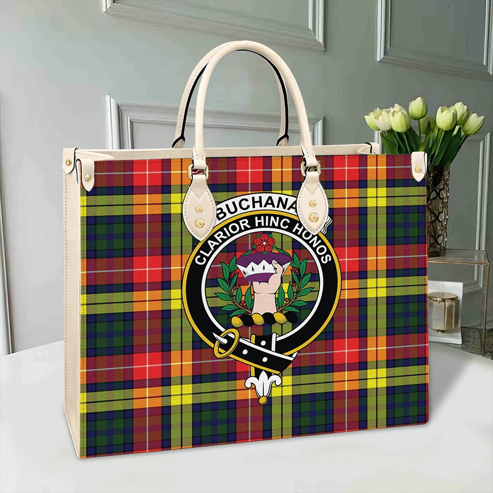 Clan Buchanan Modern Tartan Crest Leather Bag GP63 Clan Buchanan Tartan Today   