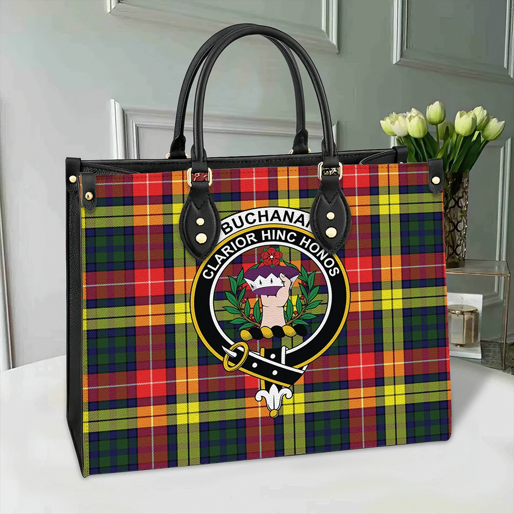 Clan Buchanan Modern Tartan Crest Leather Bag GP63 Clan Buchanan Tartan Today   