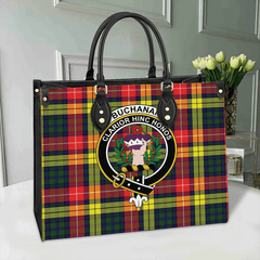 Clan Buchanan Modern Tartan Crest Leather Bag GP63 Clan Buchanan Tartan Today   