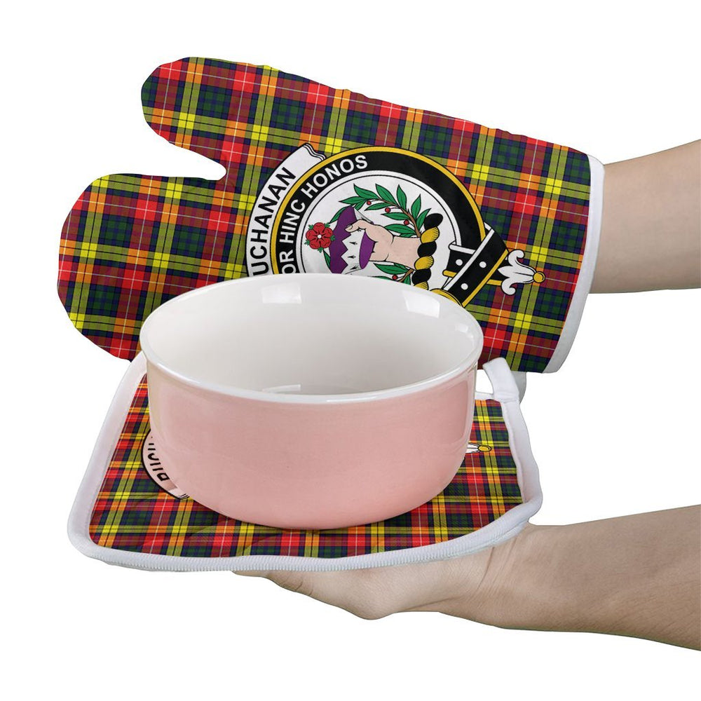 Clan Buchanan Modern Tartan Crest Oven Mitt And Pot Holder (2 Oven Mitts + 1 Pot Holder) ME54 Clan Buchanan Tartan Today   
