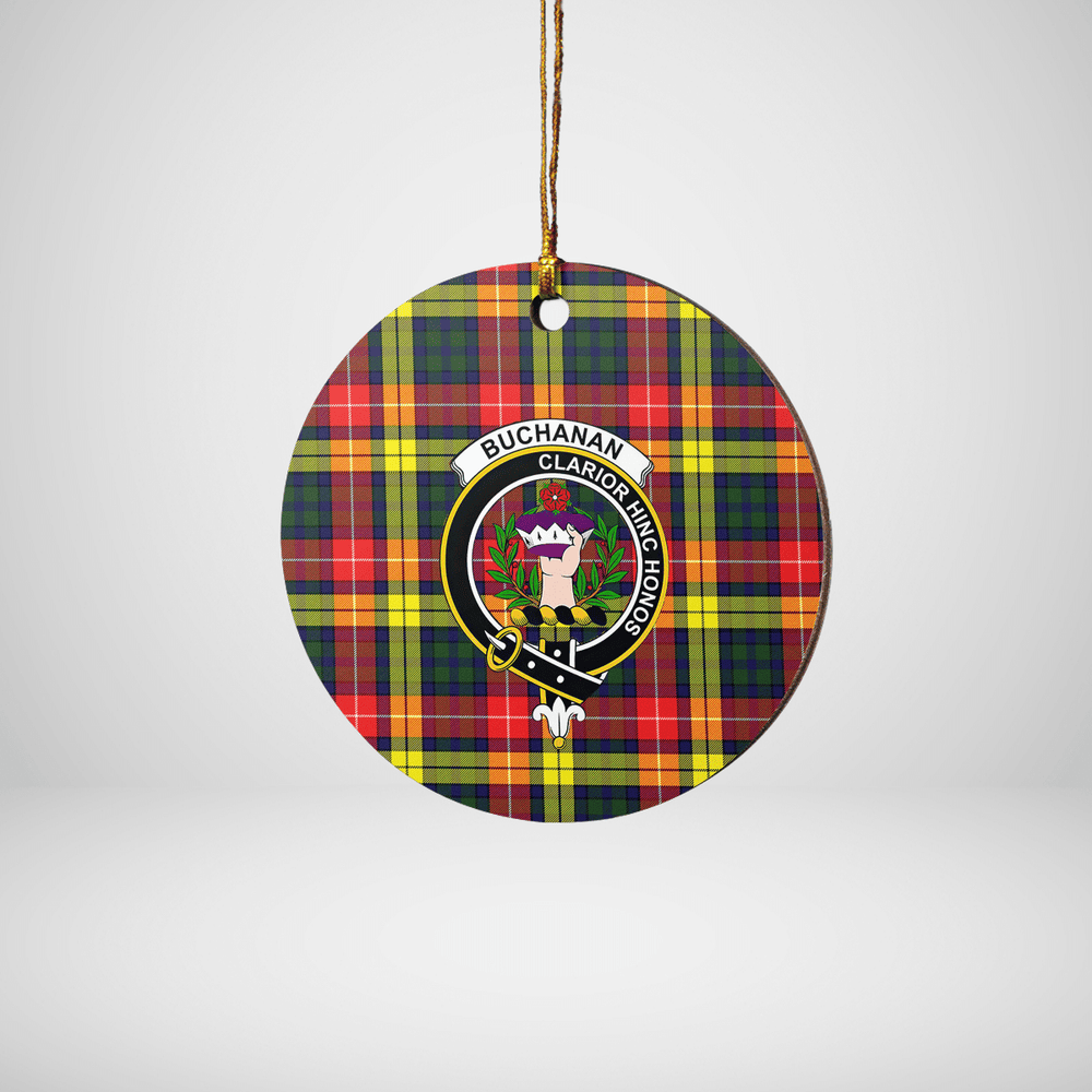 Clan Buchanan Modern Tartan Crest Round Ceramic Ornament LK75 Buchanan Modern Tartan Tartan Christmas   