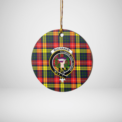 Clan Buchanan Modern Tartan Crest Round Ceramic Ornament LK75 Buchanan Modern Tartan Tartan Christmas   