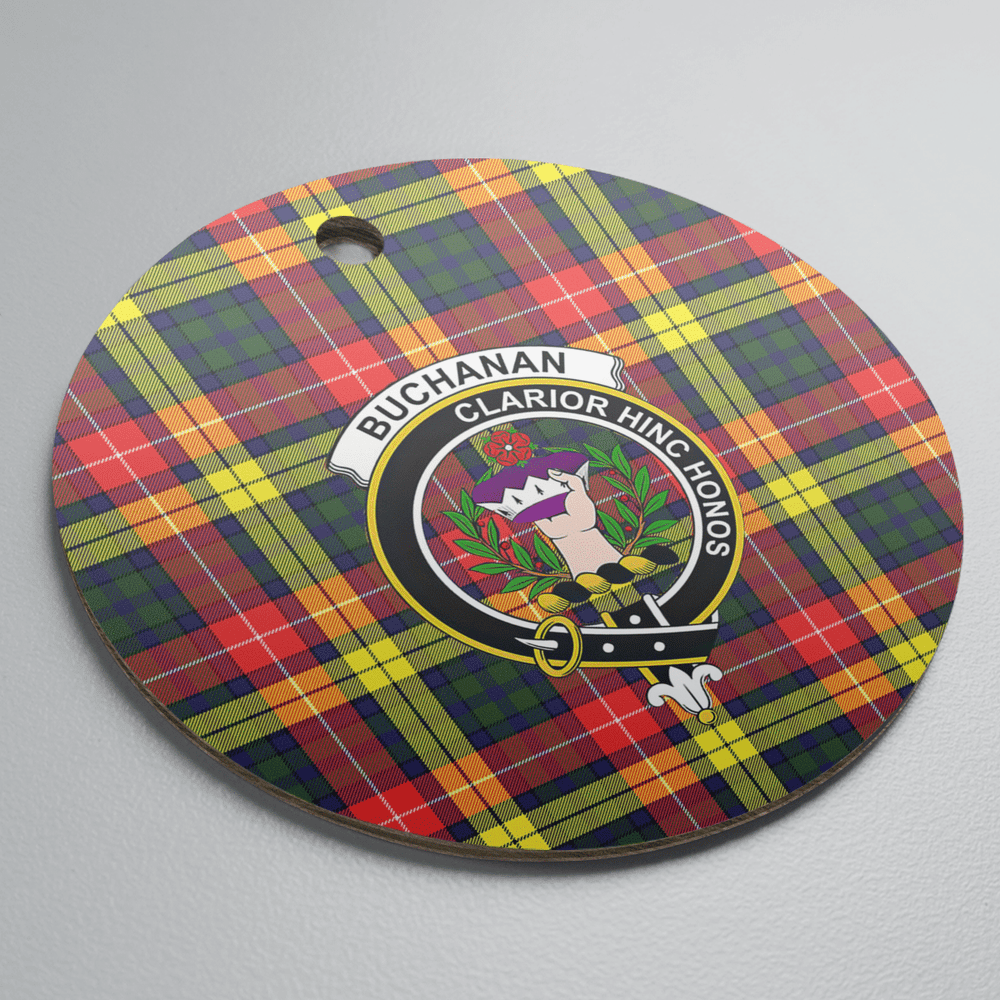 Clan Buchanan Modern Tartan Crest Round Ceramic Ornament LK75 Buchanan Modern Tartan Tartan Christmas   