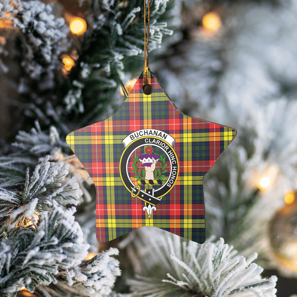 Clan Buchanan Modern Tartan Crest Star Ceramic Ornament NC74 Buchanan Modern Tartan Tartan Christmas   