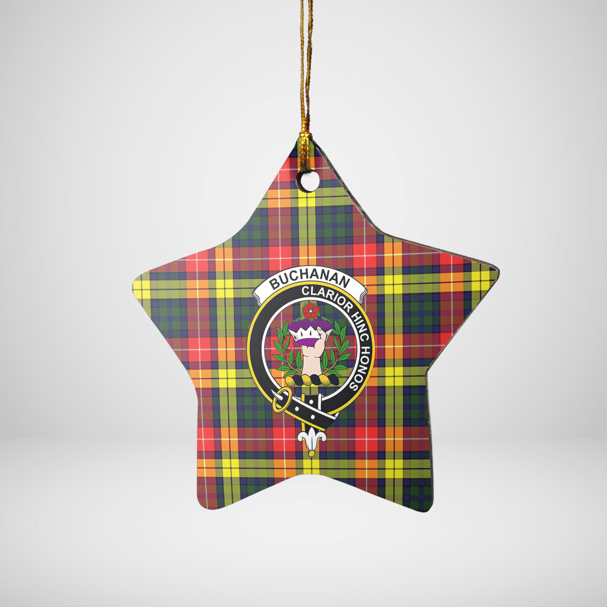 Clan Buchanan Modern Tartan Crest Star Ceramic Ornament NC74 Buchanan Modern Tartan Tartan Christmas   