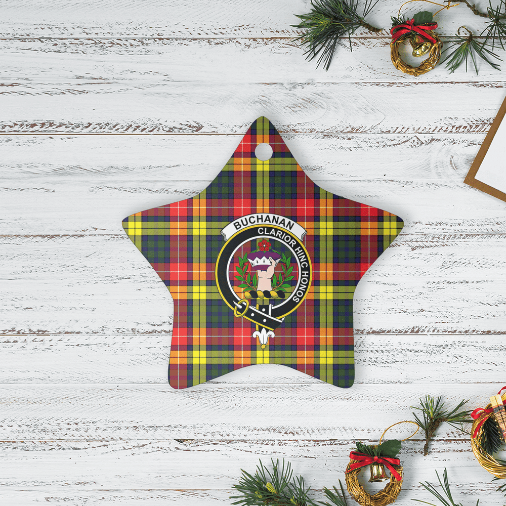 Clan Buchanan Modern Tartan Crest Star Ceramic Ornament NC74 Buchanan Modern Tartan Tartan Christmas   
