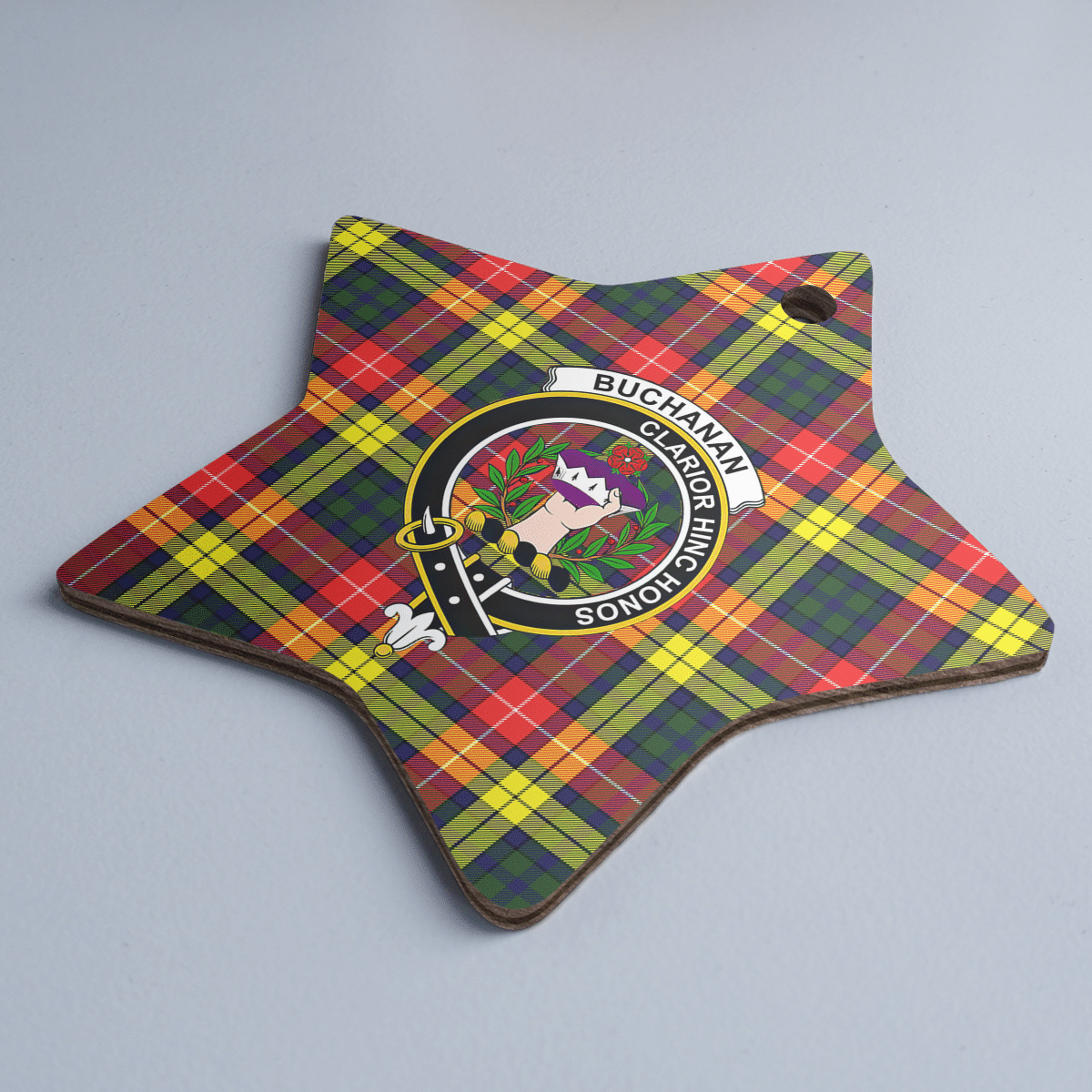 Clan Buchanan Modern Tartan Crest Star Ceramic Ornament NC74 Buchanan Modern Tartan Tartan Christmas   