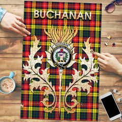 Clan Buchanan Modern Tartan Crest Thistle Jigsaw Puzzles Gift For Family WZ56 Clan Buchanan Tartan Today   