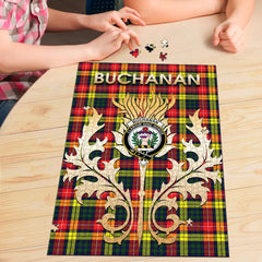 Clan Buchanan Modern Tartan Crest Thistle Jigsaw Puzzles Gift For Family WZ56 Clan Buchanan Tartan Today   