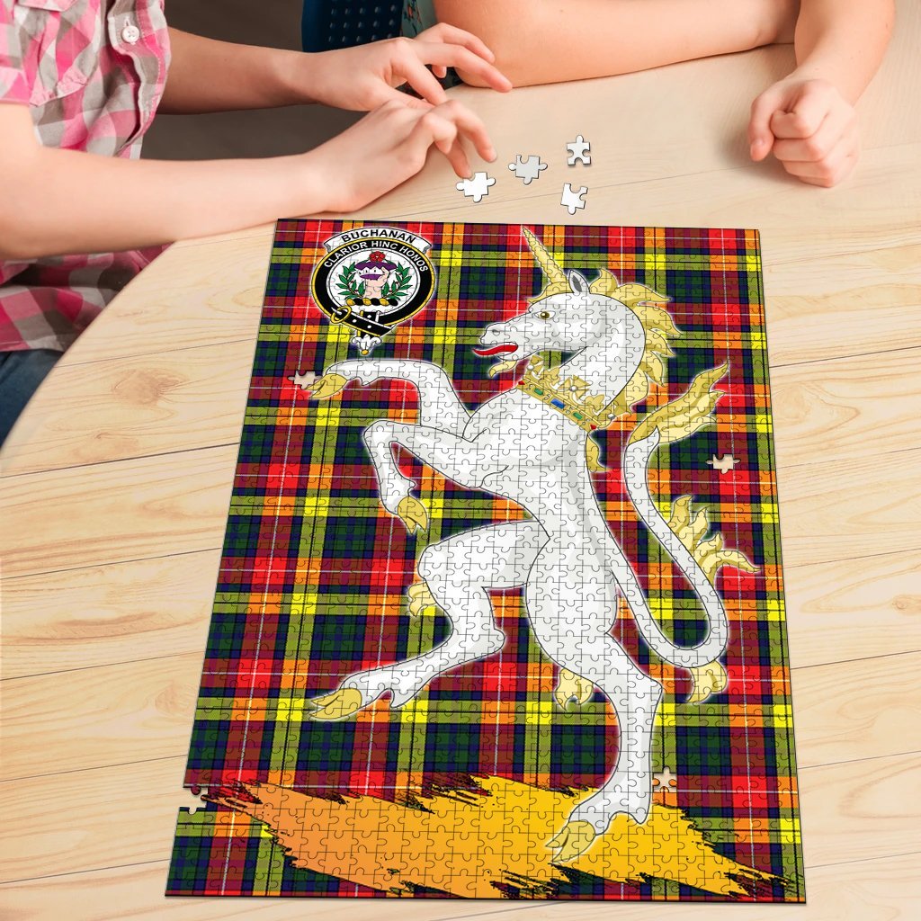 Clan Buchanan Modern Tartan Crest Unicorn Scotland Jigsaw Puzzles Gift For Family UO58 Clan Buchanan Tartan Today   