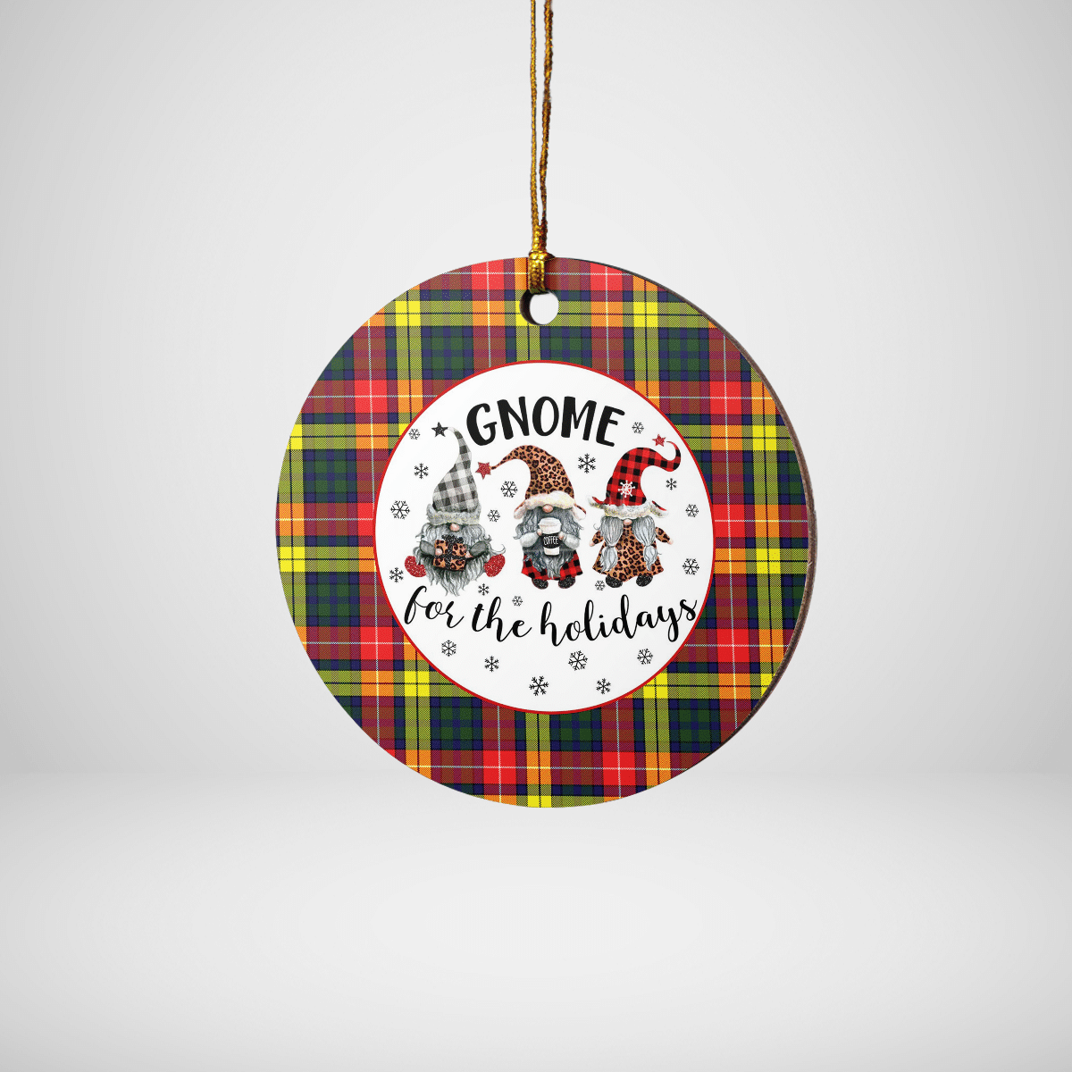 Clan Buchanan Modern Tartan Gnome Round Ceramic Ornament CD51 Buchanan Modern Tartan Tartan Christmas   