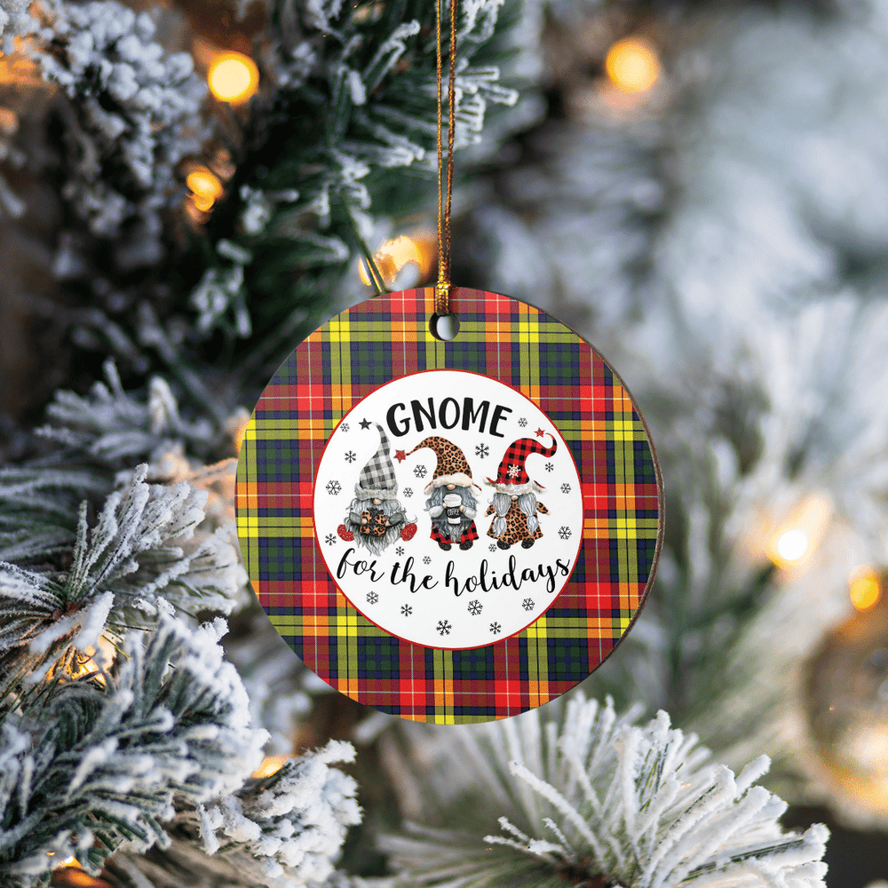 Clan Buchanan Modern Tartan Gnome Round Ceramic Ornament CD51 Buchanan Modern Tartan Tartan Christmas   
