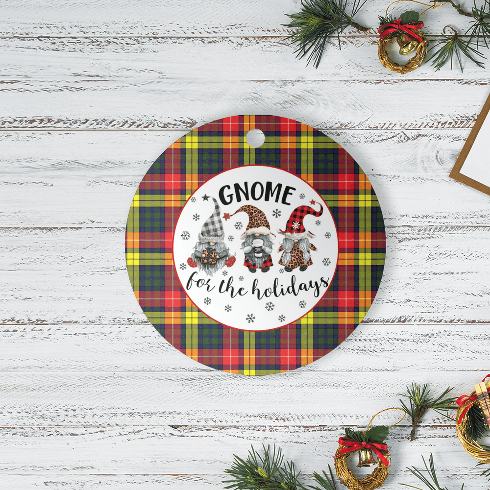 Clan Buchanan Modern Tartan Gnome Round Ceramic Ornament CD51 Buchanan Modern Tartan Tartan Christmas   