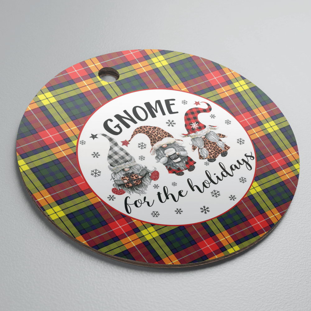 Clan Buchanan Modern Tartan Gnome Round Ceramic Ornament CD51 Buchanan Modern Tartan Tartan Christmas   