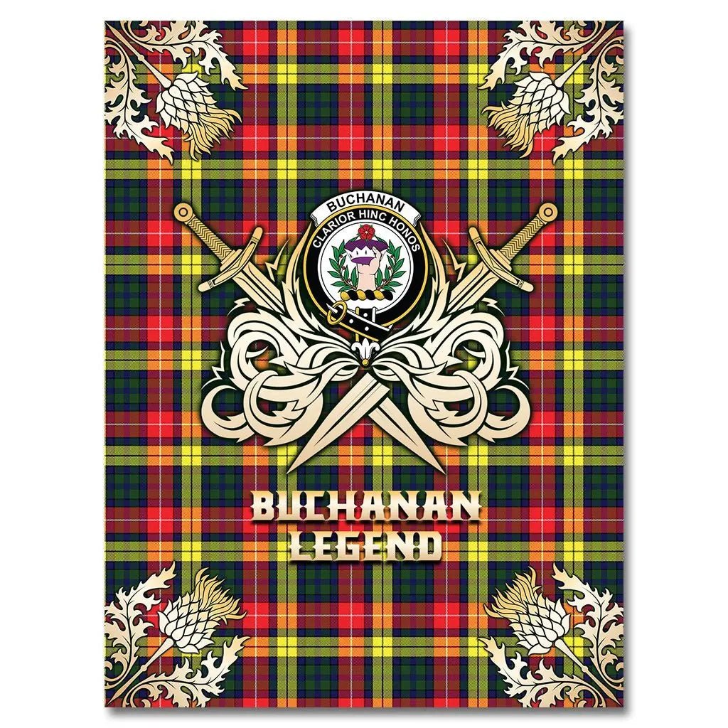 Clan Buchanan Modern Tartan Gold Courage Symbol Blanket AC33 Clan Buchanan Tartan Today   