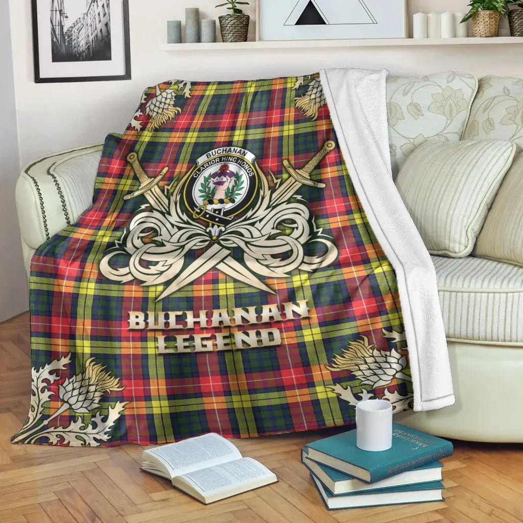Clan Buchanan Modern Tartan Gold Courage Symbol Blanket AC33 Clan Buchanan Tartan Today   