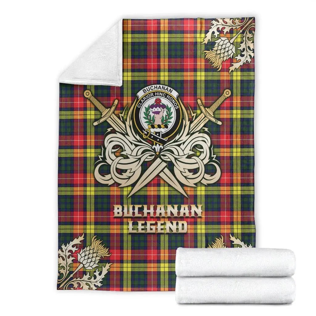 Clan Buchanan Modern Tartan Gold Courage Symbol Blanket AC33 Clan Buchanan Tartan Today   