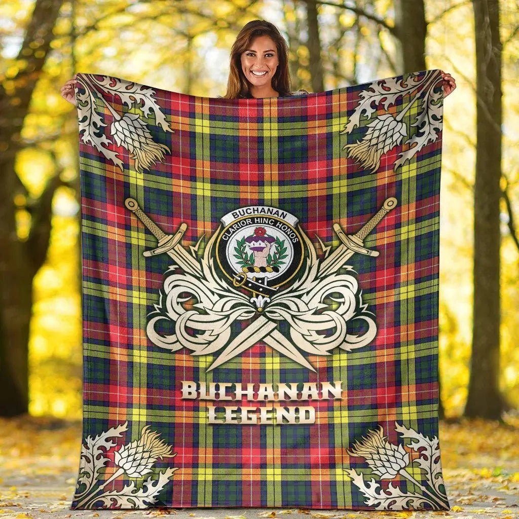 Clan Buchanan Modern Tartan Gold Courage Symbol Blanket AC33 Clan Buchanan Tartan Today   