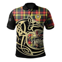 Clan Buchanan Modern Tartan Polo Shirt Viking Wolf RG99 Buchanan Modern Tartan Tartan Polo   