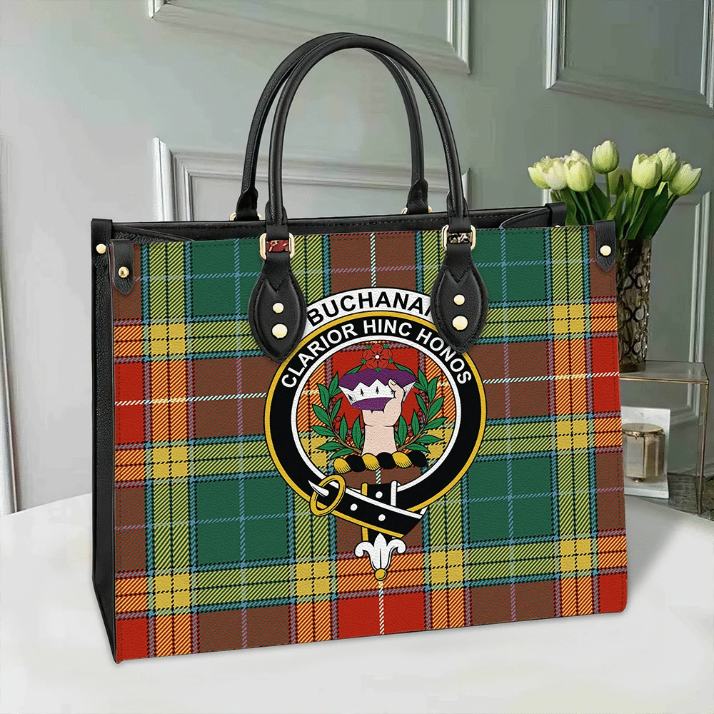 Clan Buchanan Old Set Tartan Crest Leather Bag TO94 Clan Buchanan Tartan Today   