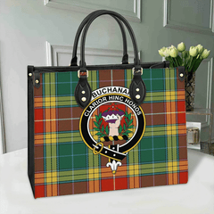 Clan Buchanan Old Set Tartan Crest Leather Bag TO94 Clan Buchanan Tartan Today   