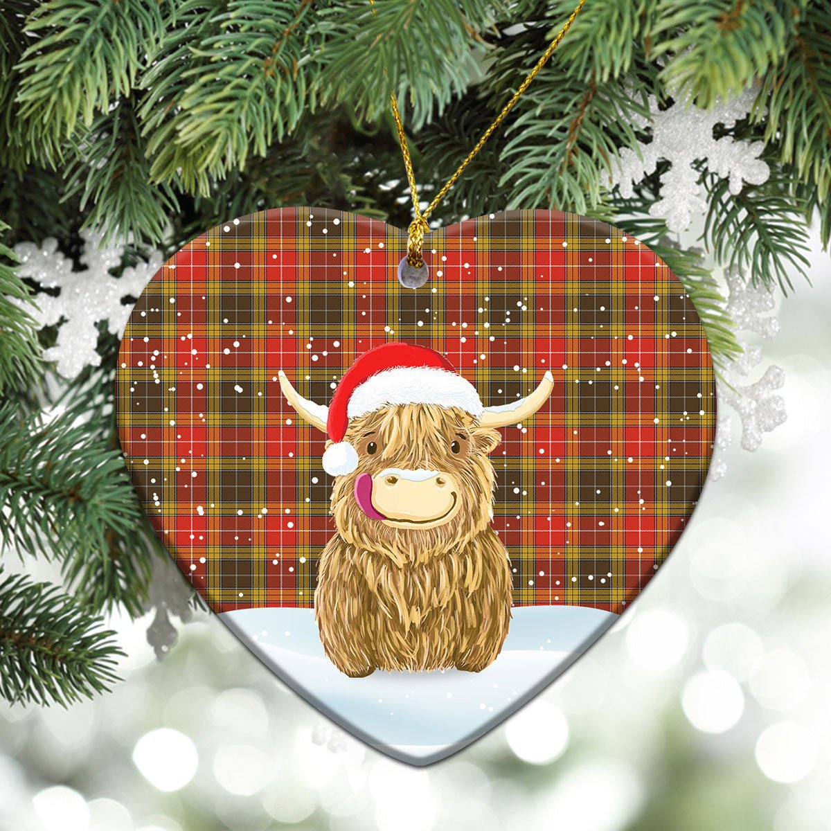Clan Buchanan Old Set Weathered Tartan Christmas Ceramic Ornament Highland Cows Style TB84 Buchanan Old Set Weathered Tartan Tartan Ornament   