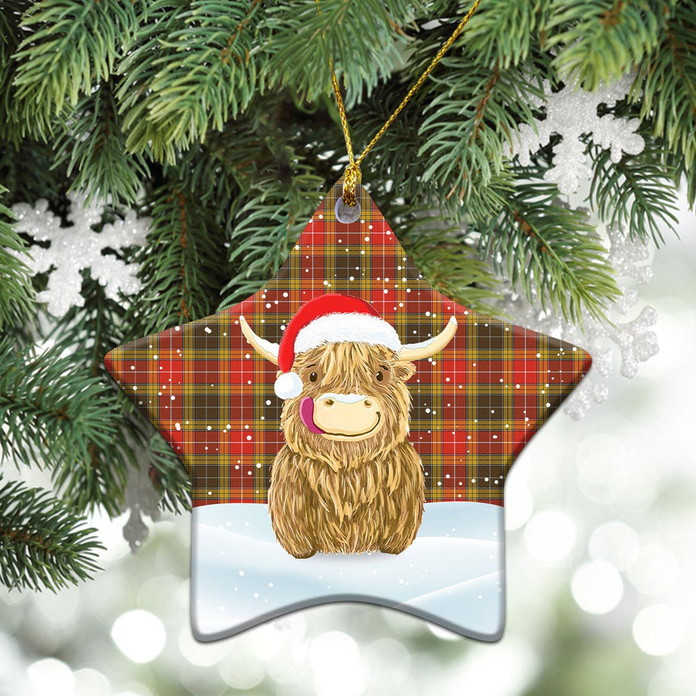 Clan Buchanan Old Set Weathered Tartan Christmas Ceramic Ornament Highland Cows Style TB84 Buchanan Old Set Weathered Tartan Tartan Ornament   