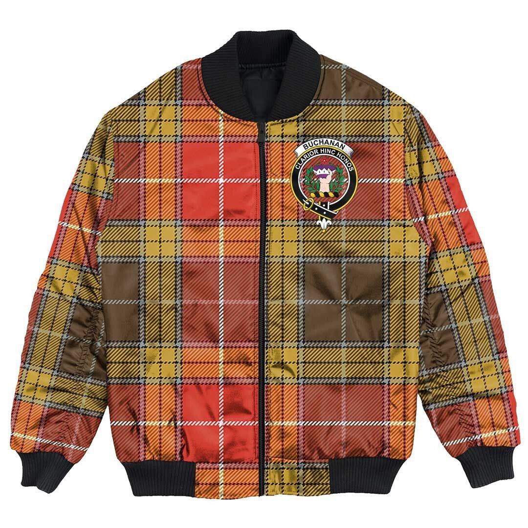 Clan Buchanan Old Set Weathered Tartan Crest Bomber Jacket RD58 Buchanan Old Set Weathered Tartan Tartan Bomber Jacket   