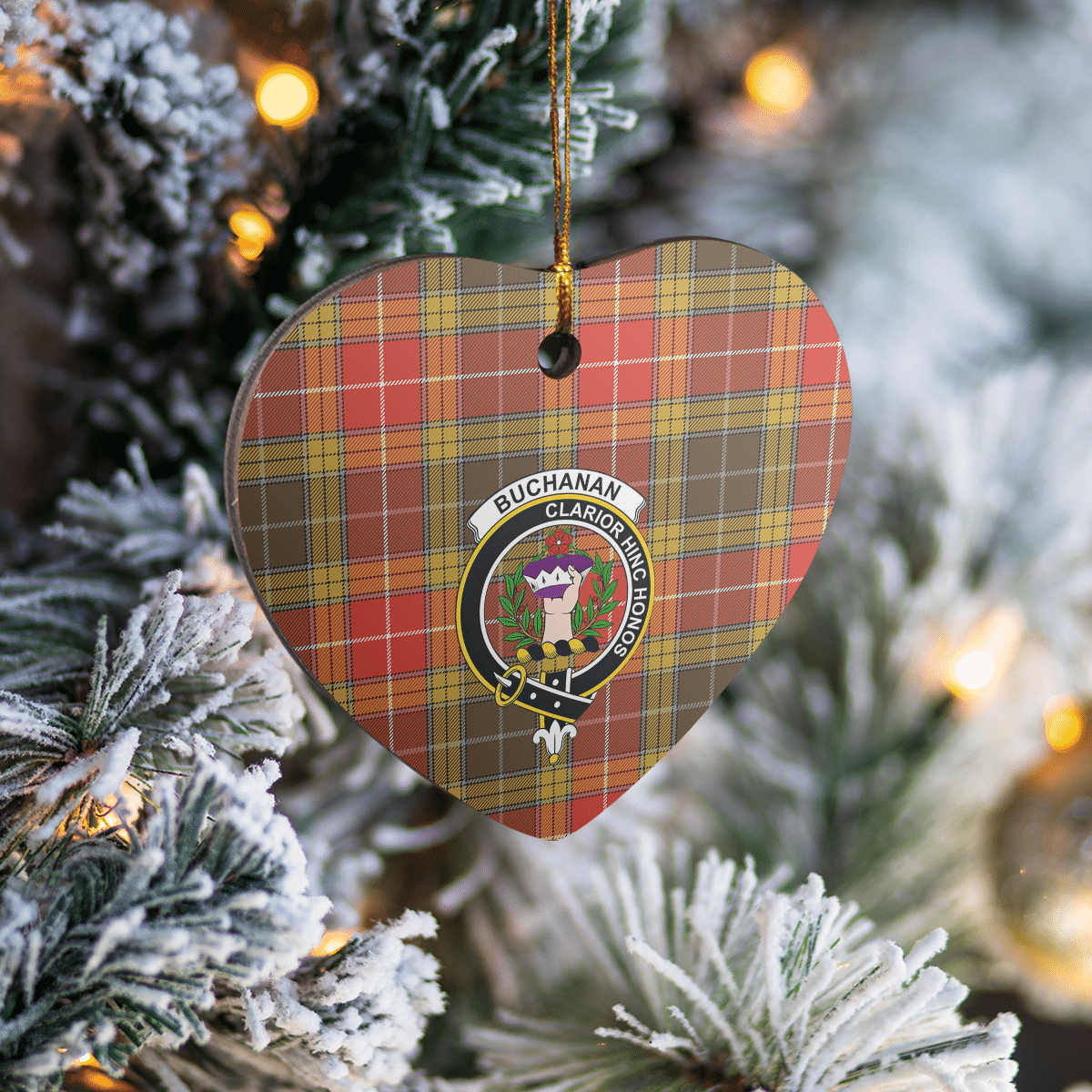 Clan Buchanan Old Set Weathered Tartan Crest Heart Ceramic Ornament RG63 Buchanan Old Set Weathered Tartan Tartan Christmas   