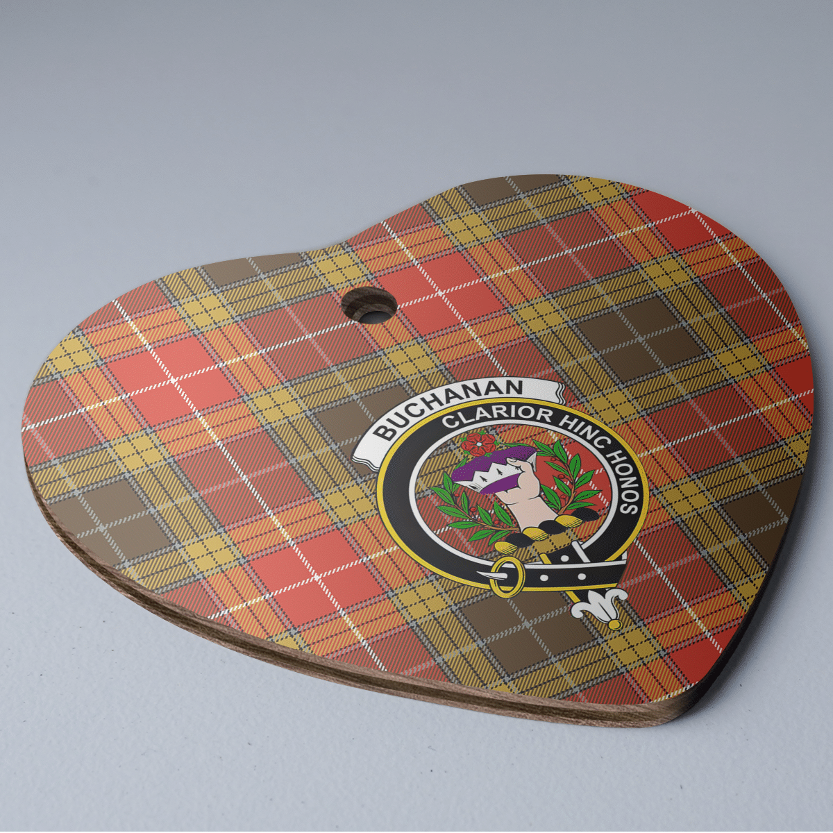 Clan Buchanan Old Set Weathered Tartan Crest Heart Ceramic Ornament RG63 Buchanan Old Set Weathered Tartan Tartan Christmas   