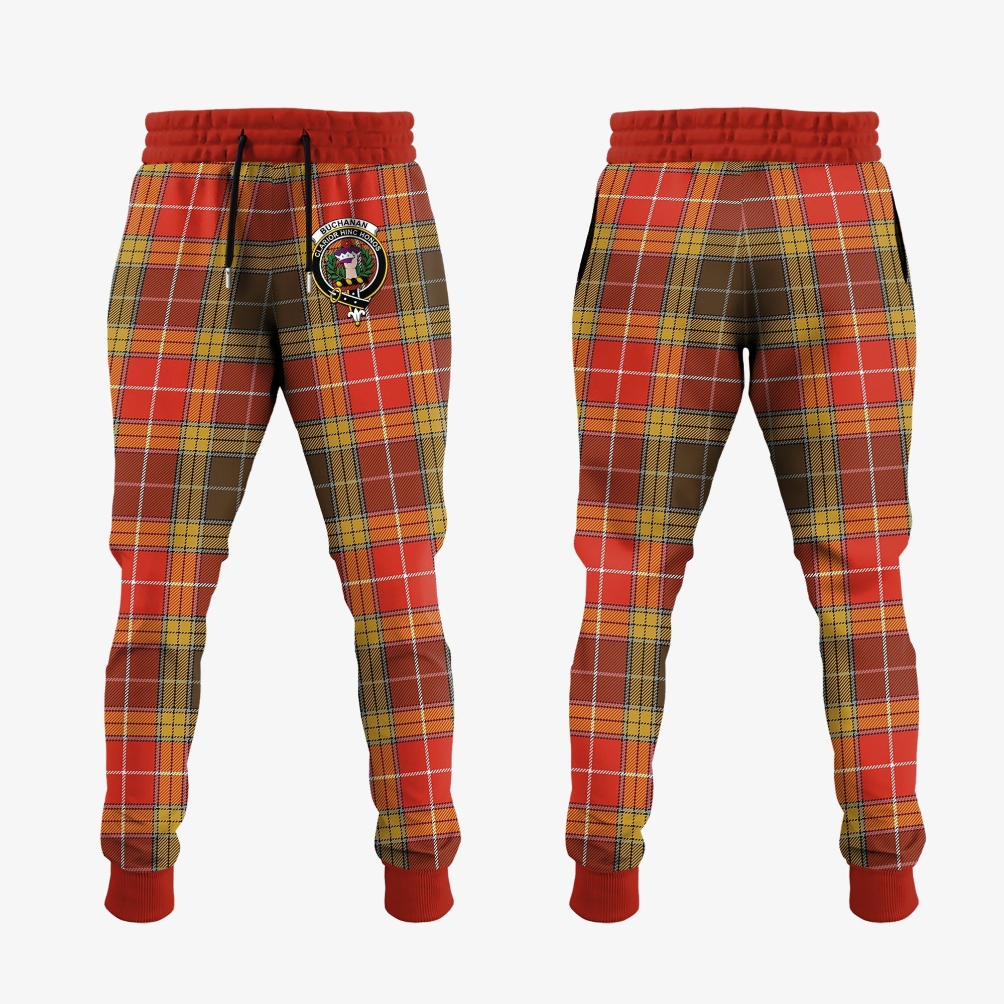 Clan Buchanan Old Set Weathered Tartan Crest Jogger Sweatpants LR32 Clan Buchanan Tartan Today   