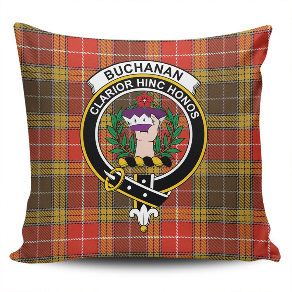 Clan Buchanan Old Set Weathered Tartan Crest Pillow Cover AJ35 Clan Buchanan Tartan Today   