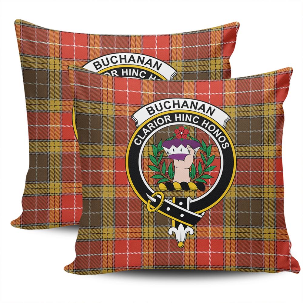 Clan Buchanan Old Set Weathered Tartan Crest Pillow Cover AJ35 Clan Buchanan Tartan Today   