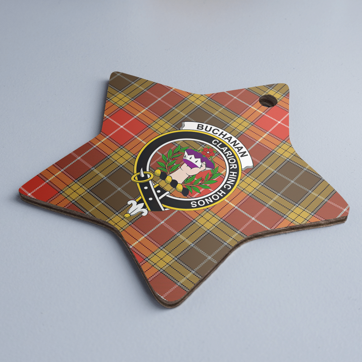 Clan Buchanan Old Set Weathered Tartan Crest Star Ceramic Ornament QR75 Buchanan Old Set Weathered Tartan Tartan Christmas   