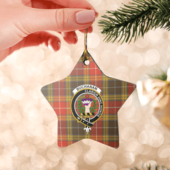 Clan Buchanan Old Set Weathered Tartan Crest Star Ceramic Ornament QR75 Buchanan Old Set Weathered Tartan Tartan Christmas   