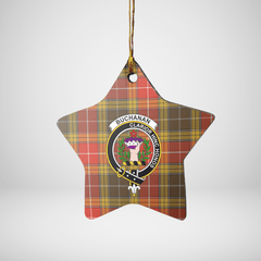 Clan Buchanan Old Set Weathered Tartan Crest Star Ceramic Ornament QR75 Buchanan Old Set Weathered Tartan Tartan Christmas   