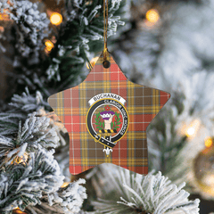 Clan Buchanan Old Set Weathered Tartan Crest Star Ceramic Ornament QR75 Buchanan Old Set Weathered Tartan Tartan Christmas   
