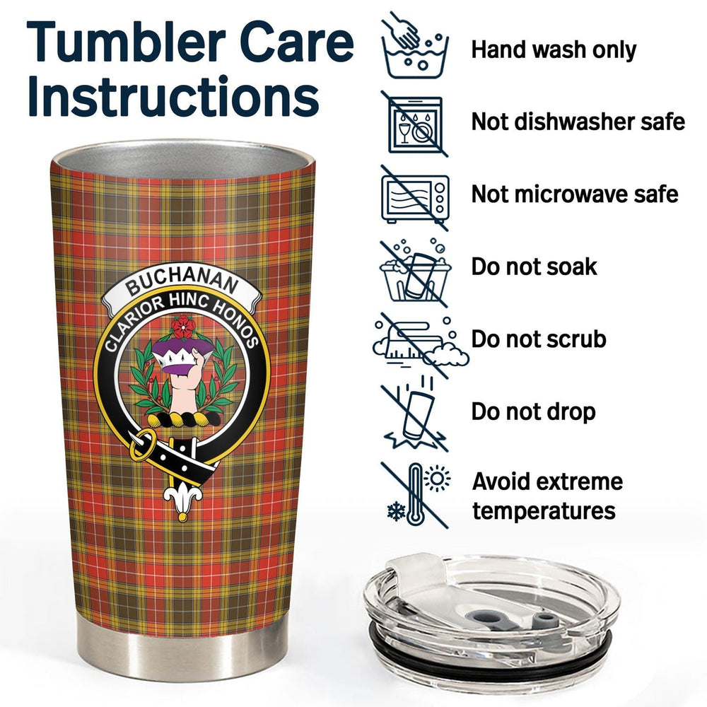 Clan Buchanan Old Set Weathered Tartan Crest Tumbler DM10 Clan Buchanan Tartan Today   
