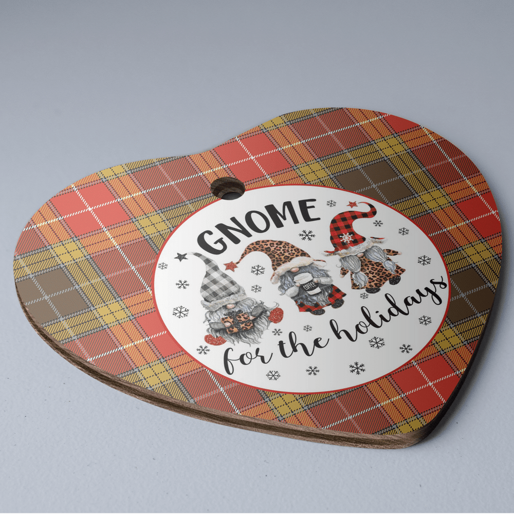 Clan Buchanan Old Set Weathered Tartan Gnome Heart Ceramic Ornament XA62 Buchanan Old Set Weathered Tartan Gnome Tartan Christmas   
