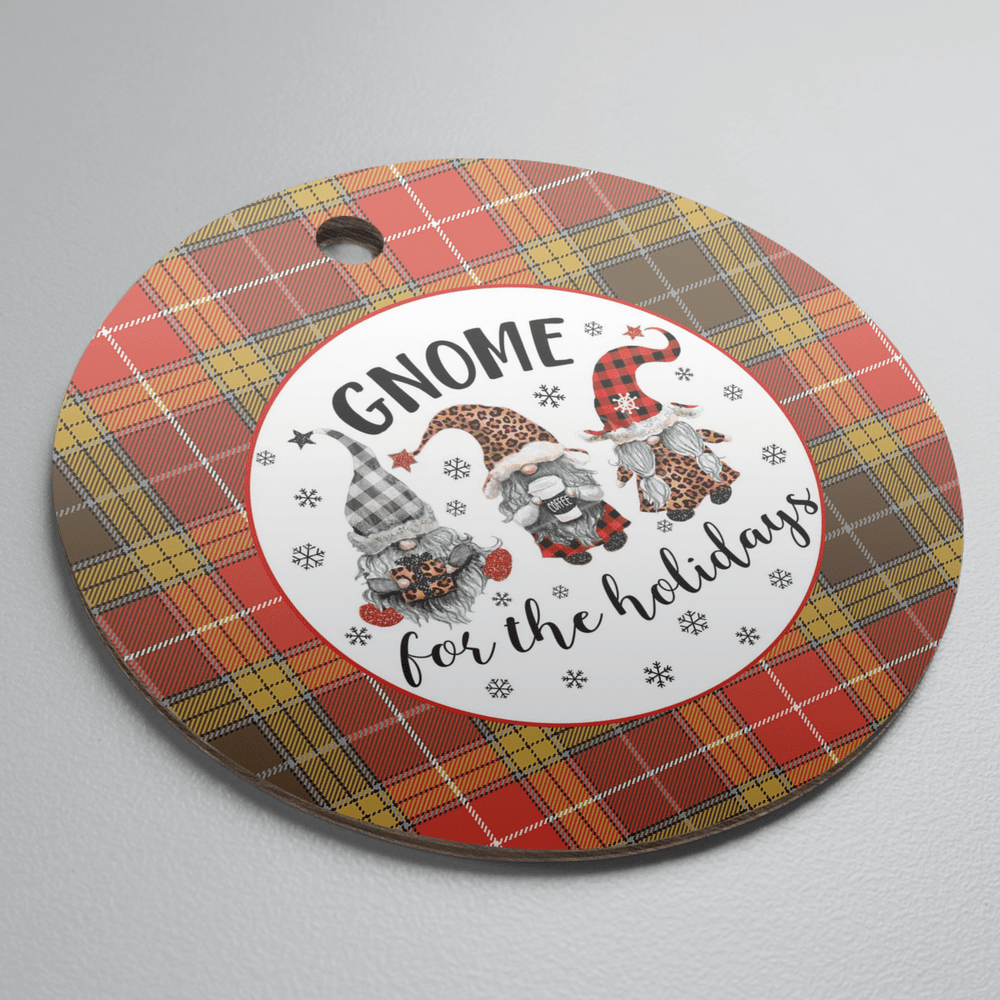 Clan Buchanan Old Set Weathered Tartan Gnome Round Ceramic Ornament SI55 Buchanan Old Set Weathered Tartan Tartan Christmas   