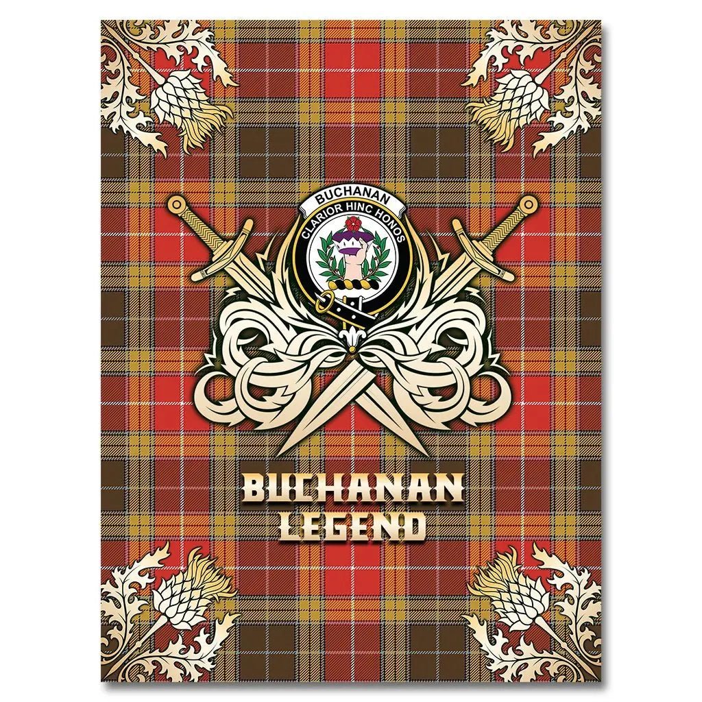 Clan Buchanan Old Set Weathered Tartan Gold Courage Symbol Blanket GH12 Clan Buchanan Tartan Today   