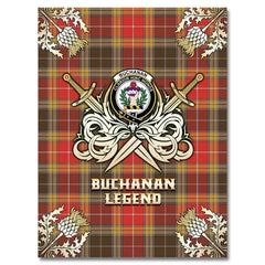 Clan Buchanan Old Set Weathered Tartan Gold Courage Symbol Blanket GH12 Clan Buchanan Tartan Today   