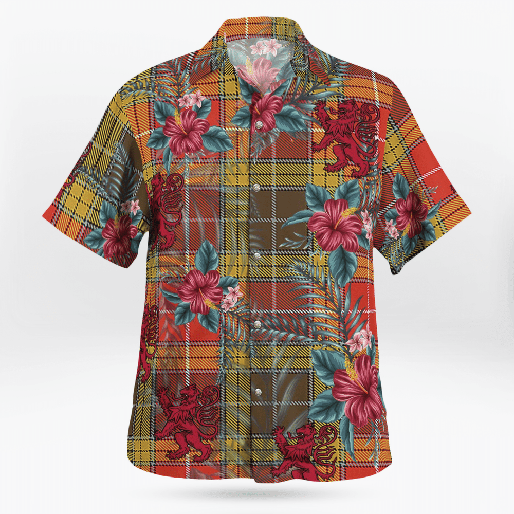 Clan Buchanan Old Set Weathered Tartan Scottish Lion Hawaiian Shirt GQ62 Buchanan Old Set Weathered Tartan Tartan Hawaii Shirt   