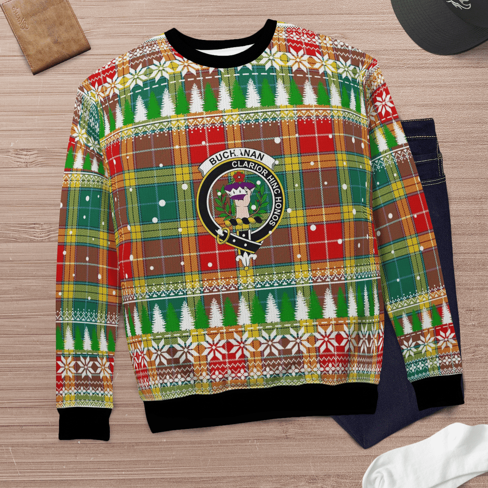 Clan Buchanan Old Sett Crest Tartan Christmas Ugly Sweater PE46 Buchanan Old Sett Crest Tartan Tartan Ugly Sweater   