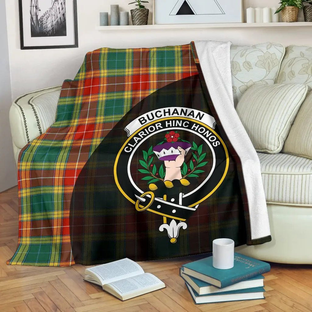 Clan Buchanan Old Sett Tartan Crest Blanket Wave Style GZ16 Clan Buchanan Tartan Today   